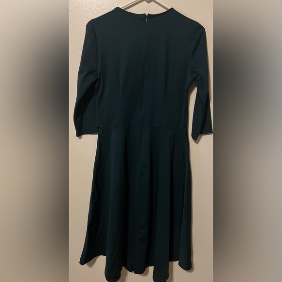 Womens Elegance Audrey Hepburn Style green 3/4 Ruffle Sleeve Swing A-line Dress - Picture 5 of 7